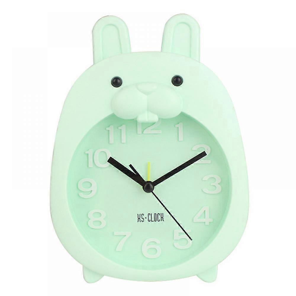 SAYTAY子供の目覚まし時計、漫画の目覚まし時計、小さなウサギの目覚まし時計、学生の子供の家の装飾デスクトップ時計(緑)