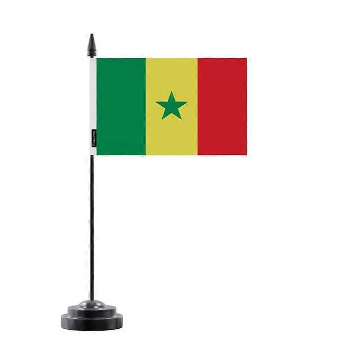 Table Flag - Senegal - 14 x 21 cm - Polyester - Plastic Pole - Double-Sided Print
