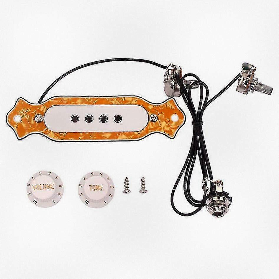 Humbucker Pickup with Volume and Tone Control Knob for 4 String Cigar Box Guitar in Yellow Color