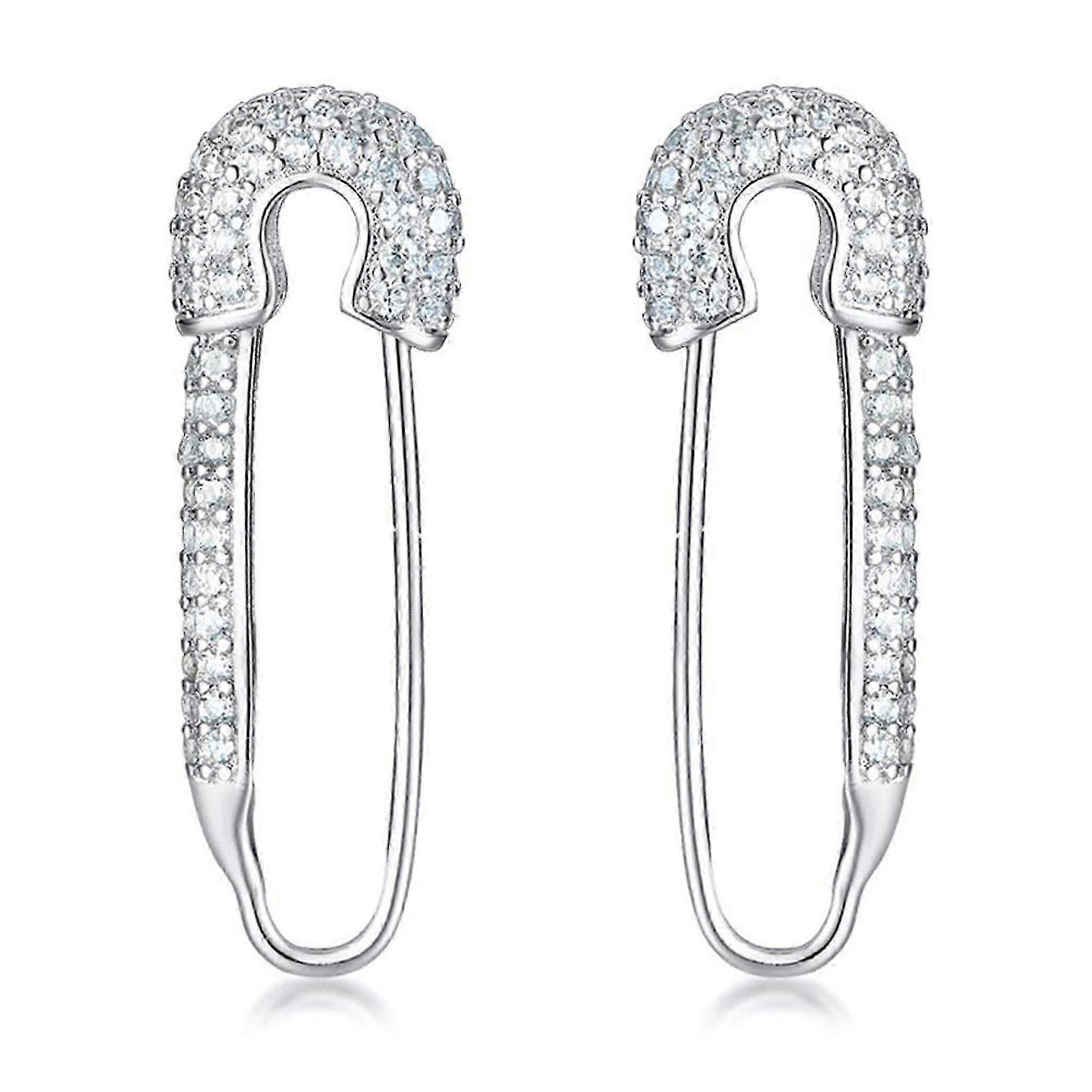 安全ピン軟骨スターリングシルバーフープピアス女性用女の子可憐なキュービックジルコニアダングルドロップ低刺激性スタッドポストクリスタルハギーファッションH