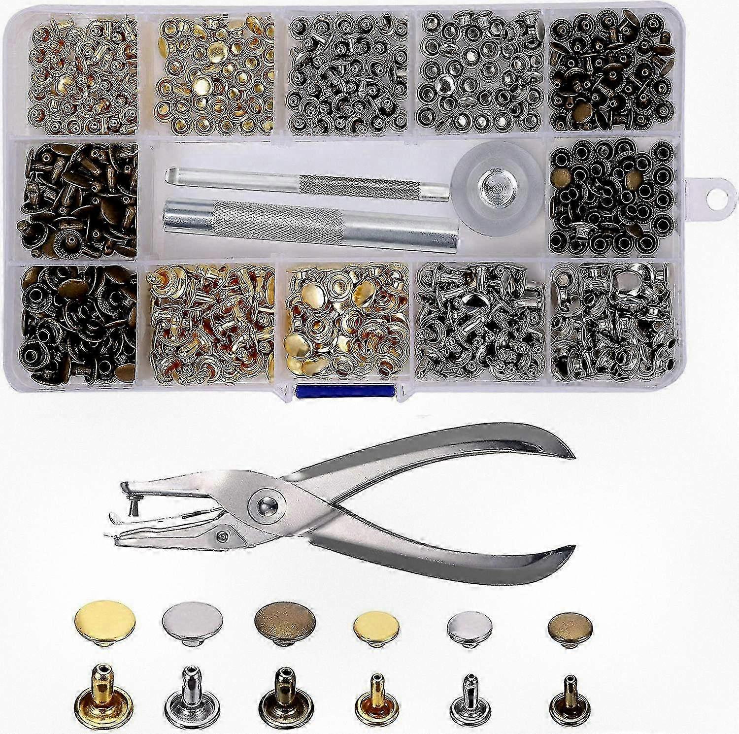 240 Set of Double Tubular Rivets in 2 Sizes - Metal Studs for Various Projects and Crafts