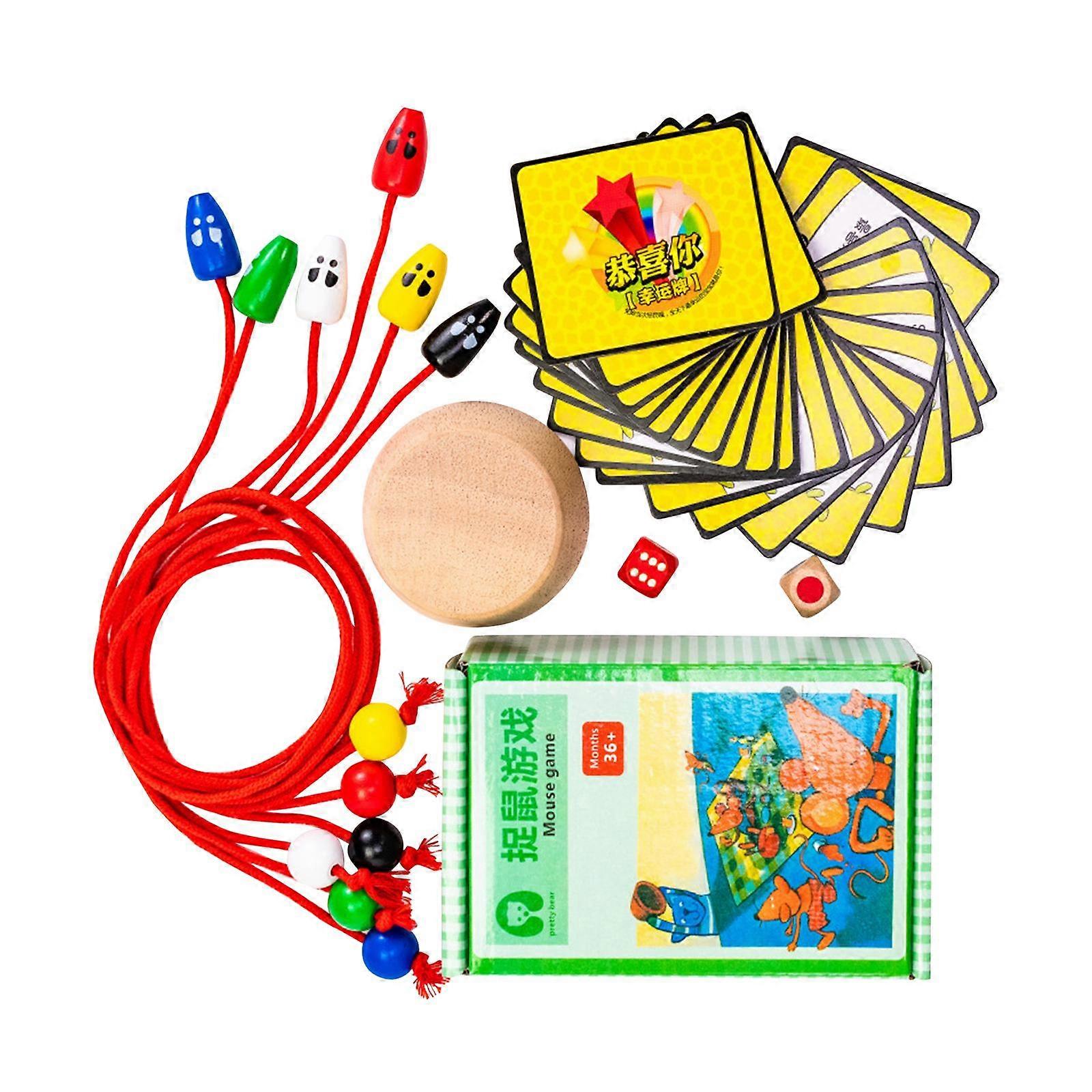 Creative Wooden Mouse Catching Game Desktop Game Interactive Toy for Adults