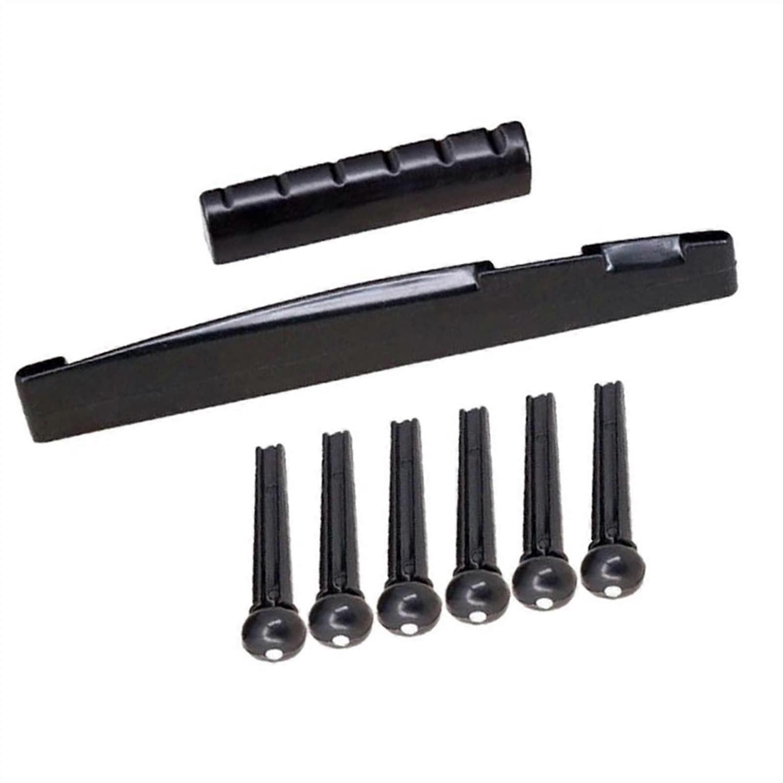 Guitar Replacement Nut Slotted Plastic Bridge Endpins for Acoustic Guitar Parts, Compatible with Standard Models