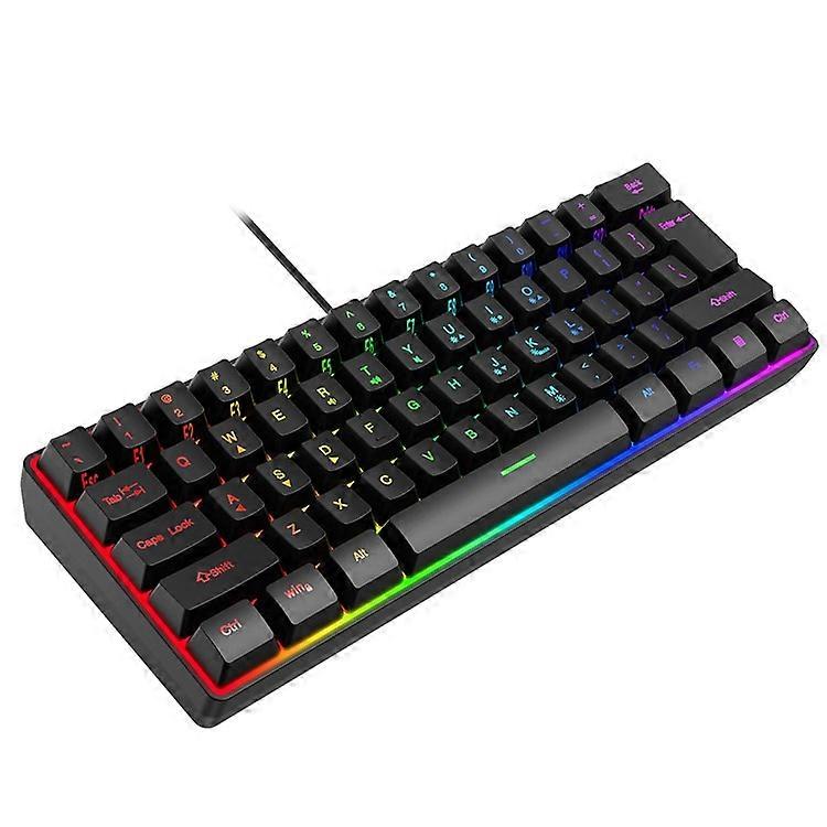 Y-FRUITFUL K401 Wired Keyboard 61-Key RGB Backlit Computer Office Gaming Keyboard