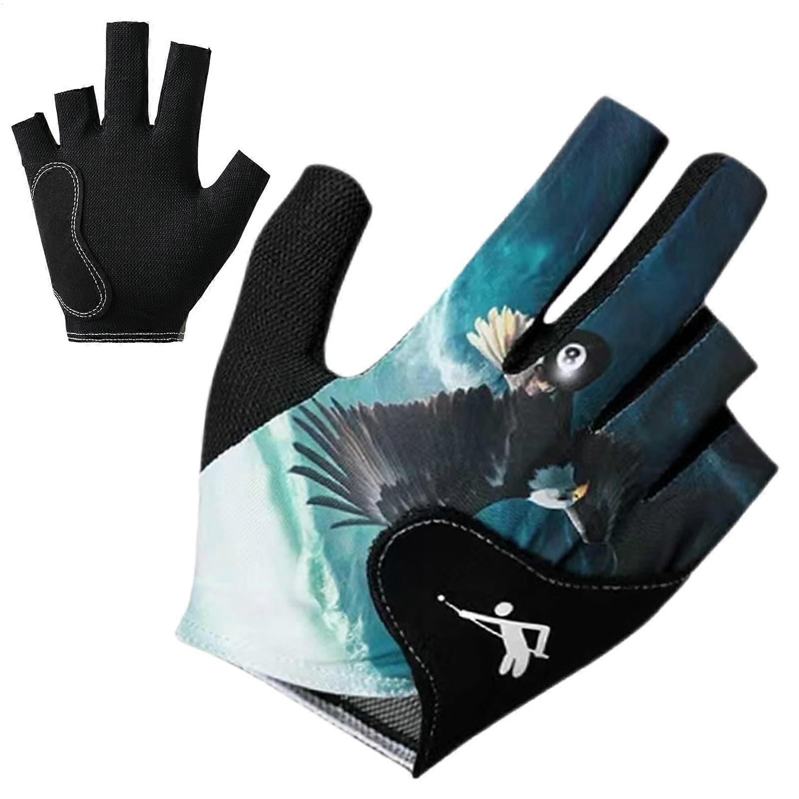 Three-Finger Billiard Gloves, Breathable Adjustable, Lightweight Multifunctional Pool Accessory for Men and Women, Right/Left Handed