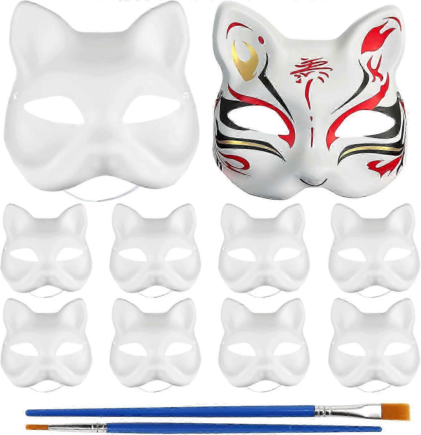 DIYホワイトペーパーキャットマスクハンドペインティング、カーニバルコスプレハロウィンパーティー