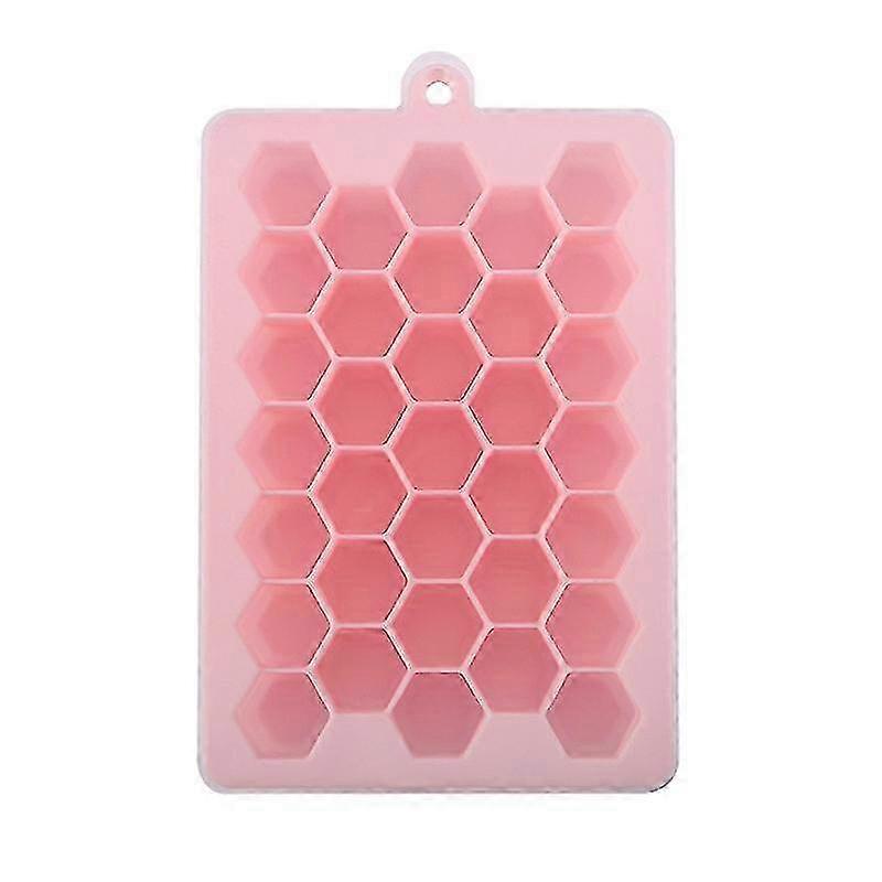 2 Packungen Silikon-Eiswürfelformen mit Deckel, 33-Tablett, rosa