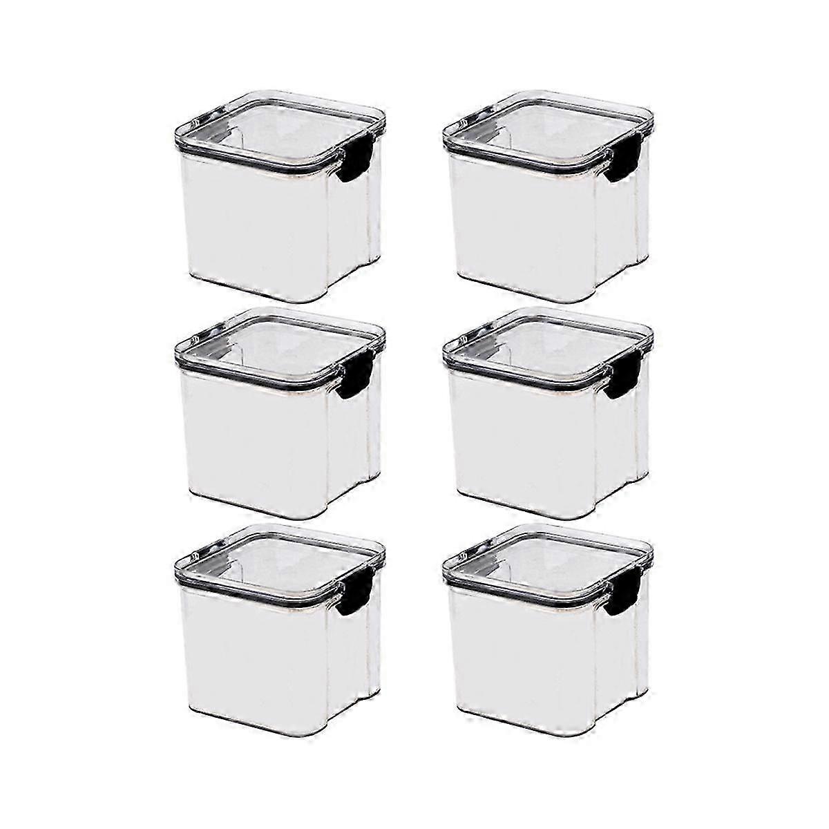 6 Pack 700ml Clear Square Food Storage Containers with Vacuum Seal Lids