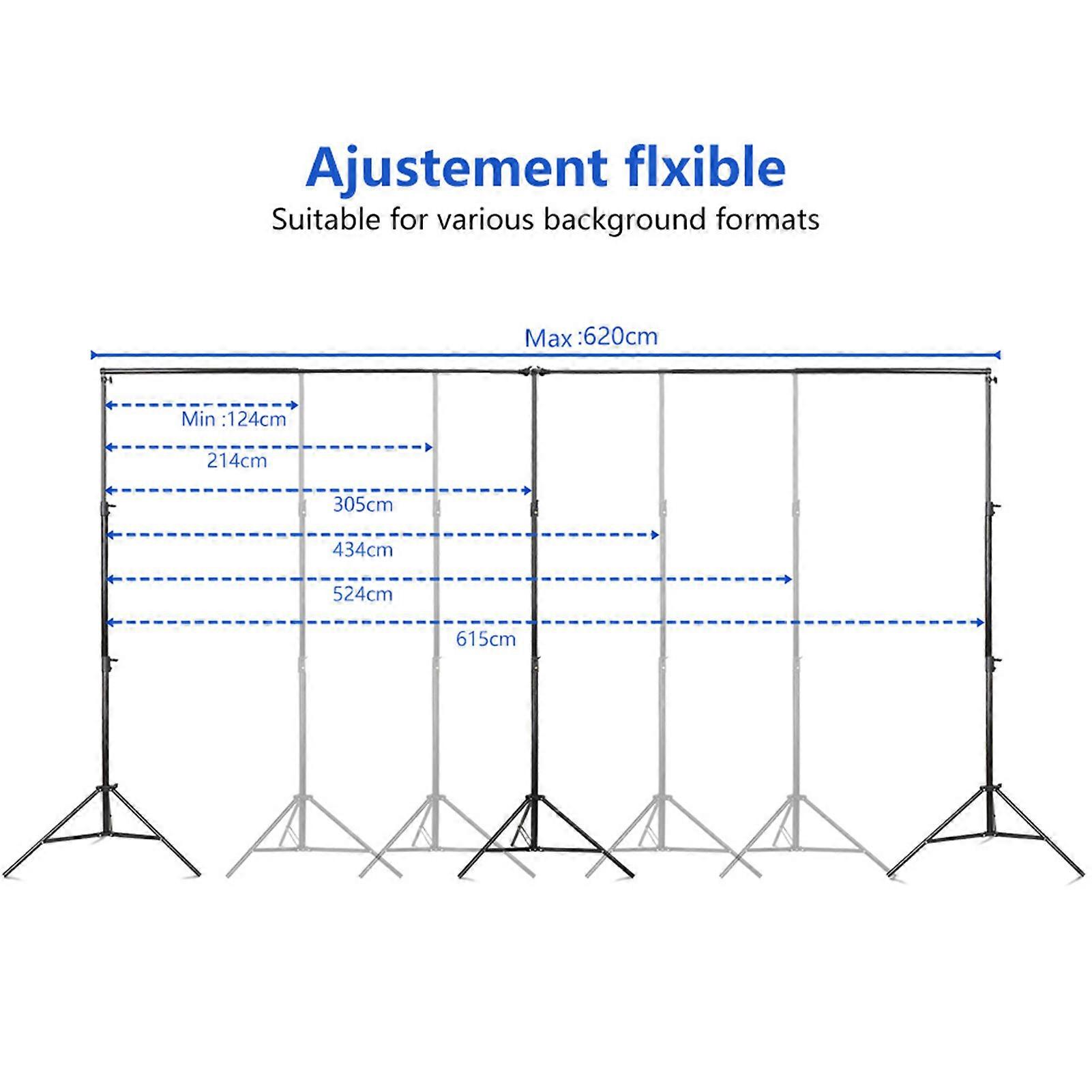 Andoer 2.8*6M/ 9*20FT Studio Backdrop Stand Photography Backdrop Frame Adjustable Photography Background Support System Kit with 8pcs Backdrop Clamps