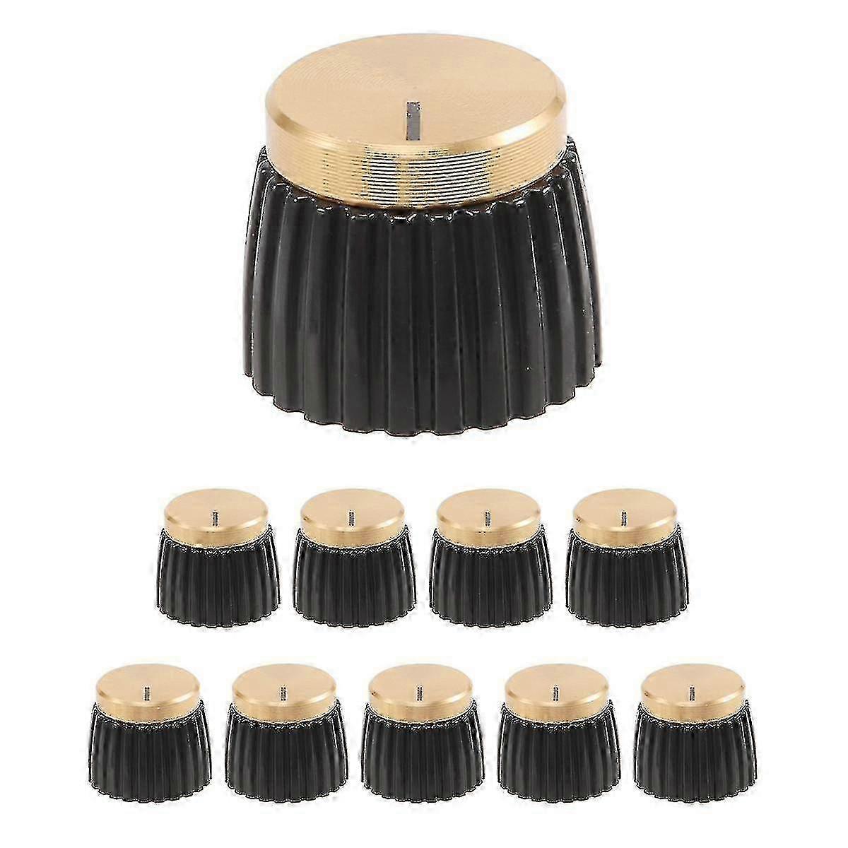 10x Guitar AMP Amplifier Knobs Push-on Black with Gold Cap Suitable for Certain Brand Amplifiers