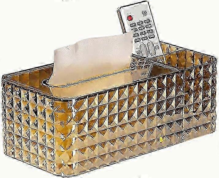 Modern Gold Acrylic Tissue Box Cover with Pull-Out Base