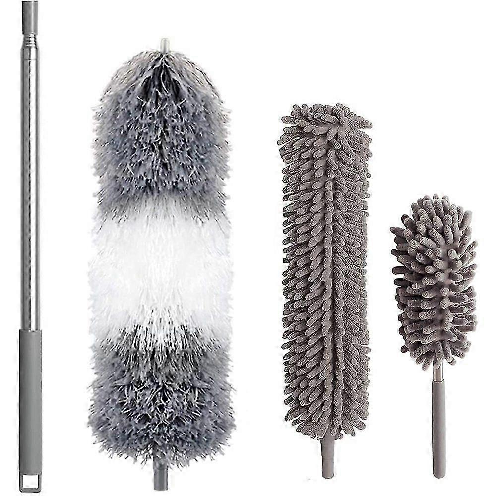 3-Pack Dusting Kit with Telescopic Pole, Washable Microfiber, Flexible Duster for Corners - Style1025