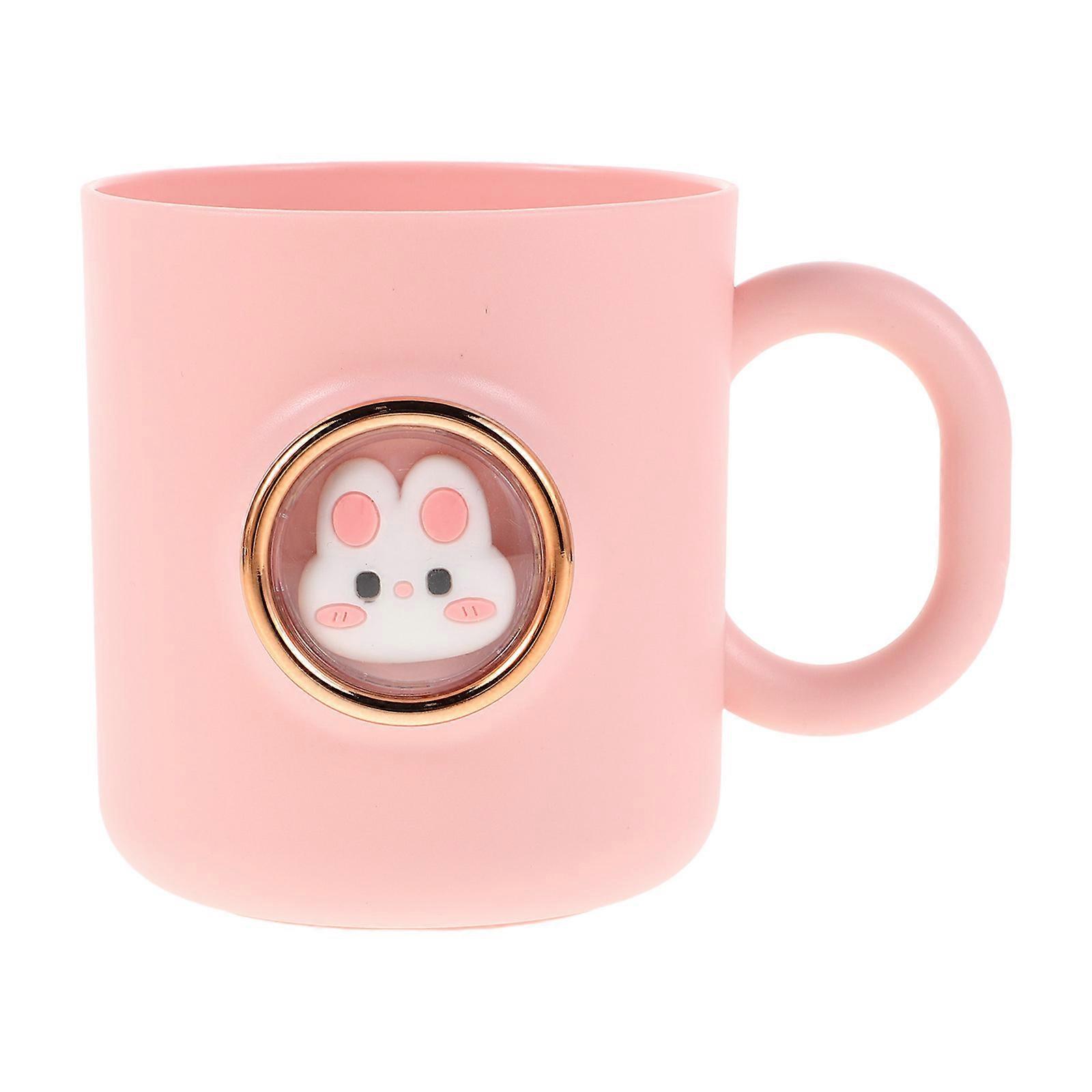 Adorable Animal Cartoon Toothbrush Holder Cup with Handle, Reusable Plastic Oral Care Mug for Bathroom, Portable Design for Kids