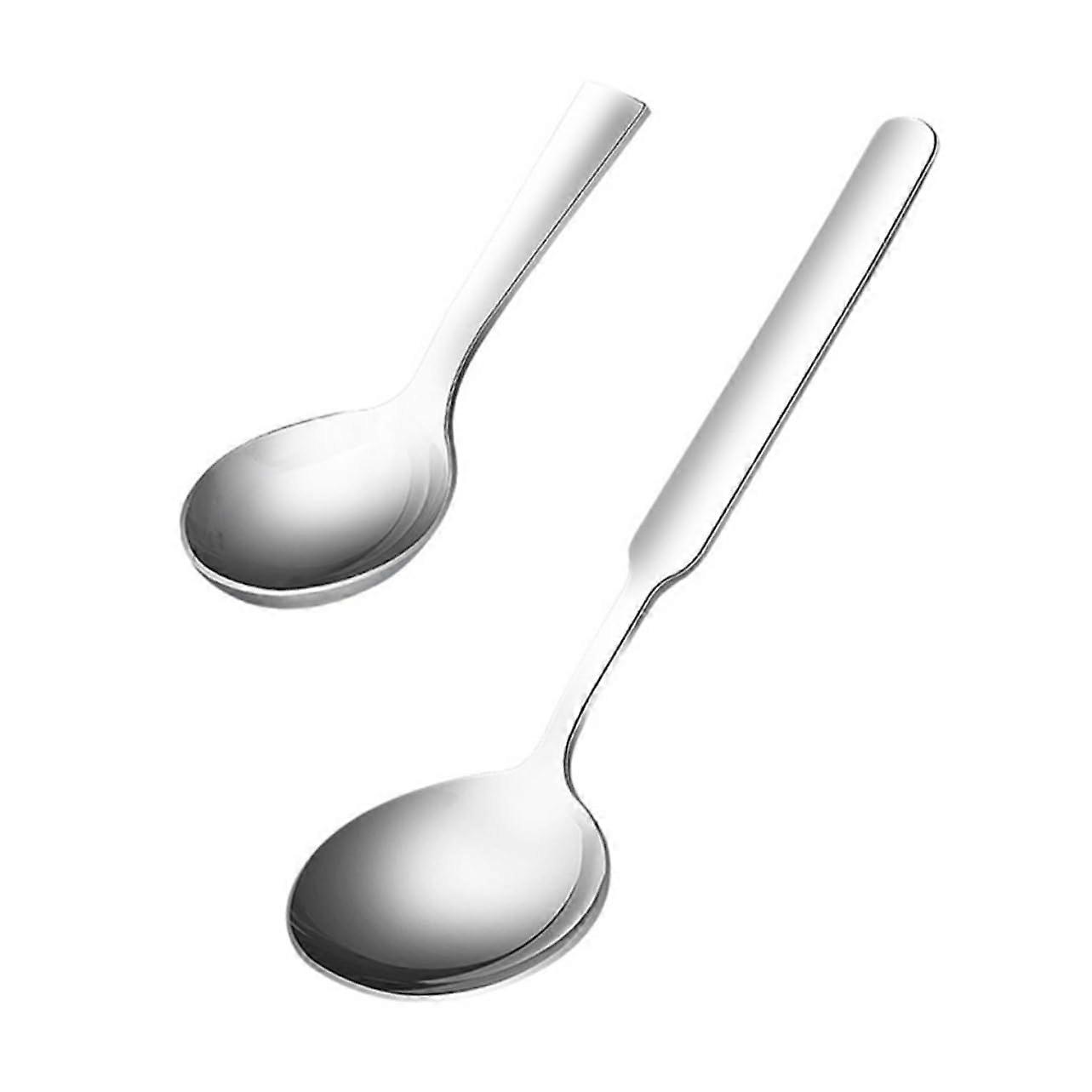 Stainless Steel Round Cake Spoon Set - Decorative Teaspoons, Smoothie Spoons, Baby Feeding Spoons, Silver Finish