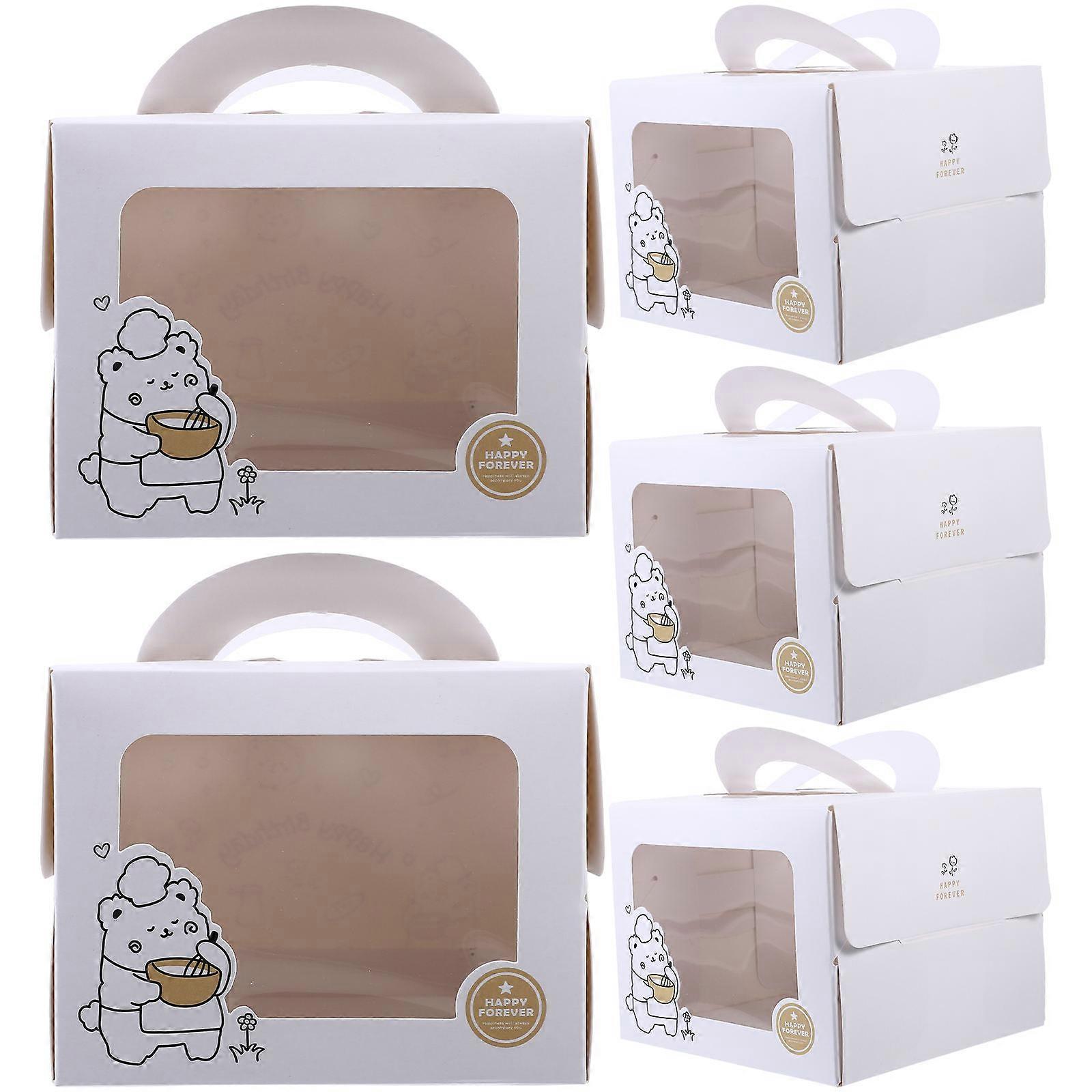 Cake Packaging Box Bakery Boxes With Window White Cardboard Storage For Home Users 5Pcs