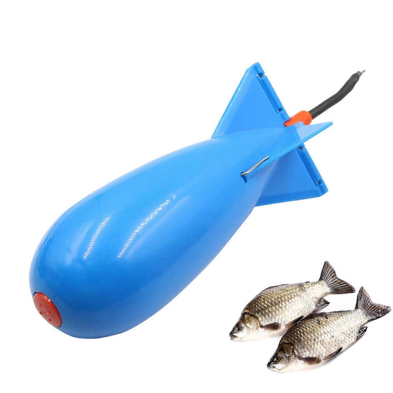 Fishing Bait Feeder Basket Carp Fishing Rocket Shape Feeder, Float Bait Holder, Blue