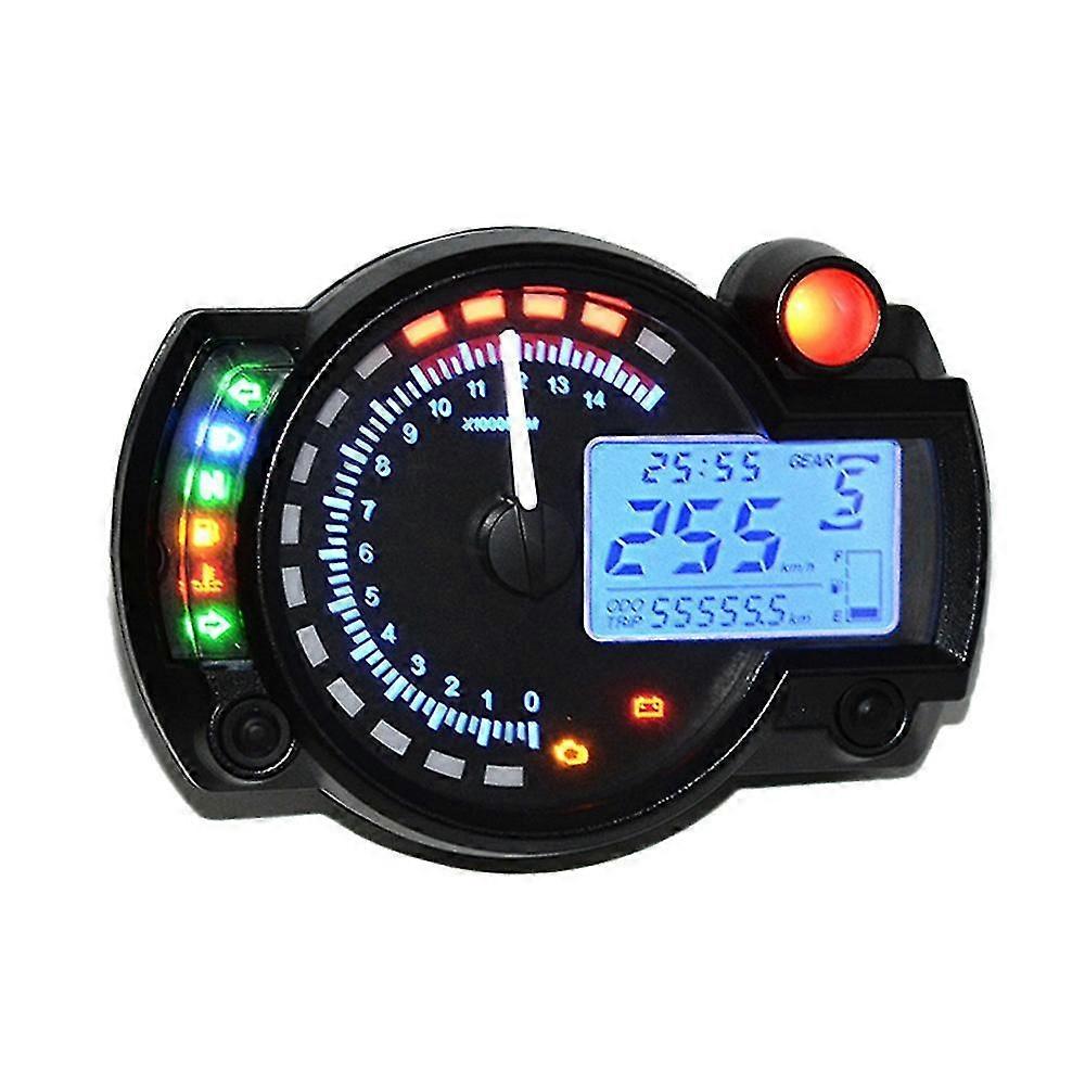 Universal LCD Motorcycle Speedometer Odometer Tachometer with Adjustable-Color Backlight