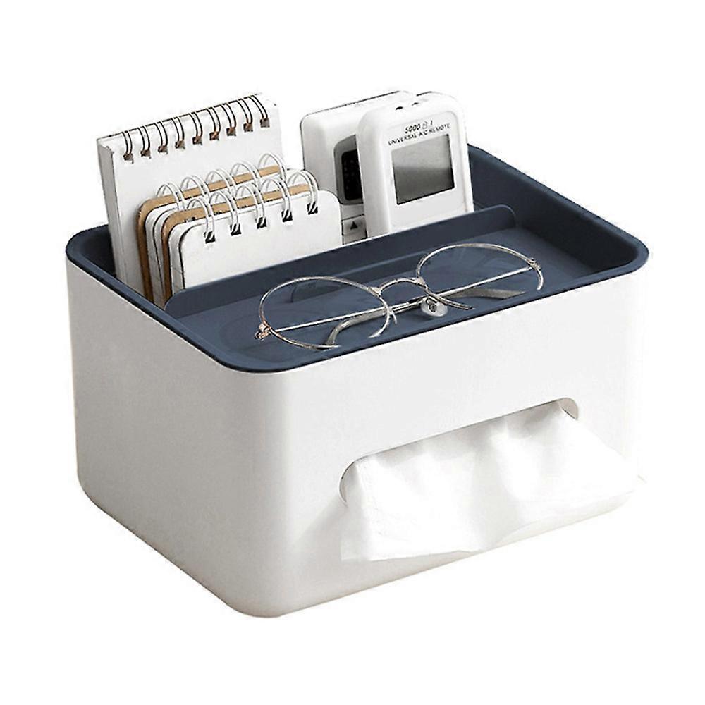 Creative Household Living Room Multi-Function Tissue Box Paper Drawer Remote Control Sundries Shelf Tea Table Table Table Storage Box-Blue