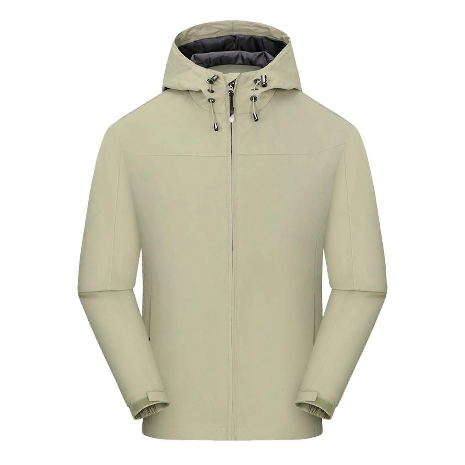 Men's Breathable Long Down Jacket Oversized Hoodie A6 khaki 4XL