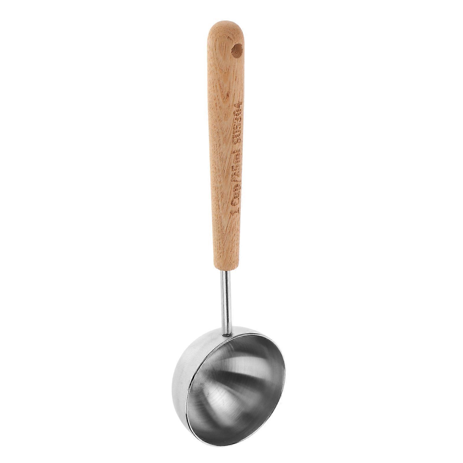 Coffee Measuring Scoop with Wood Handle Precise Measurement Kitchen Tool 25ml Stainless Steel Graduated Spoon 1Set