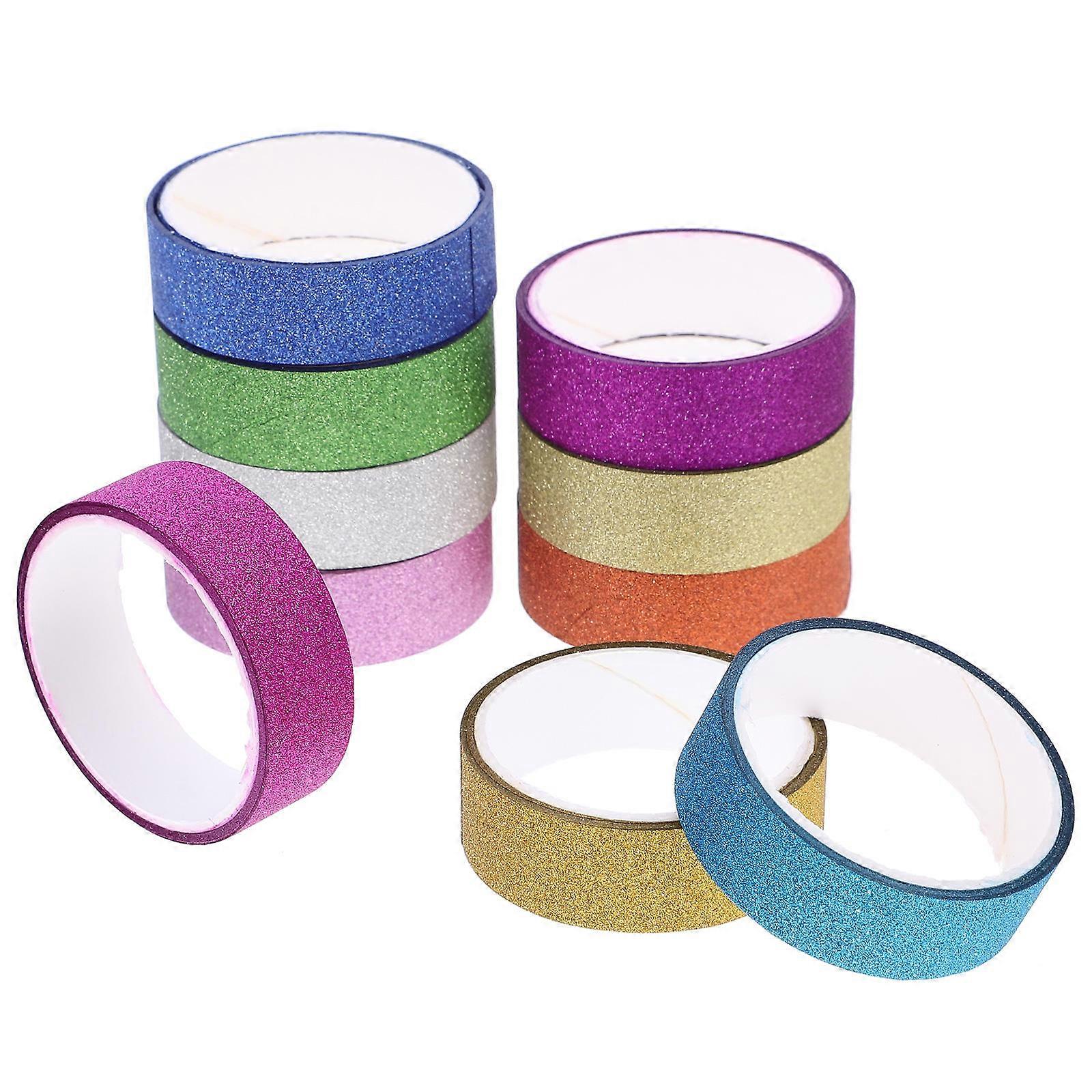 10 Rolls Glitter Washi Tape Adhesive Craft Rolls for DIY Scrapbooking, Journals & Arts Crafts – Easy to Use, Unique Patterns for Creative Projects