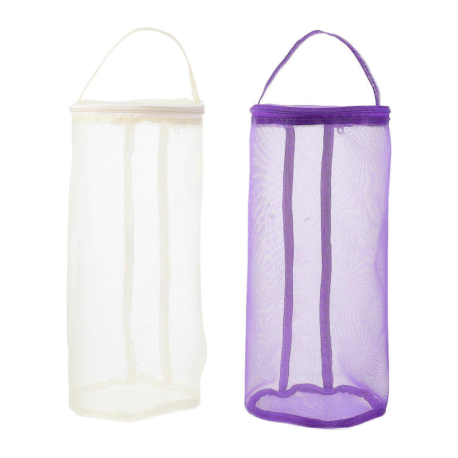 2pcs Large Knitting Yarn Storage Bags with Portable Mesh Pouches for Woolen Balls – Convenient Crochet and Knitting Project Organizer in Beige and