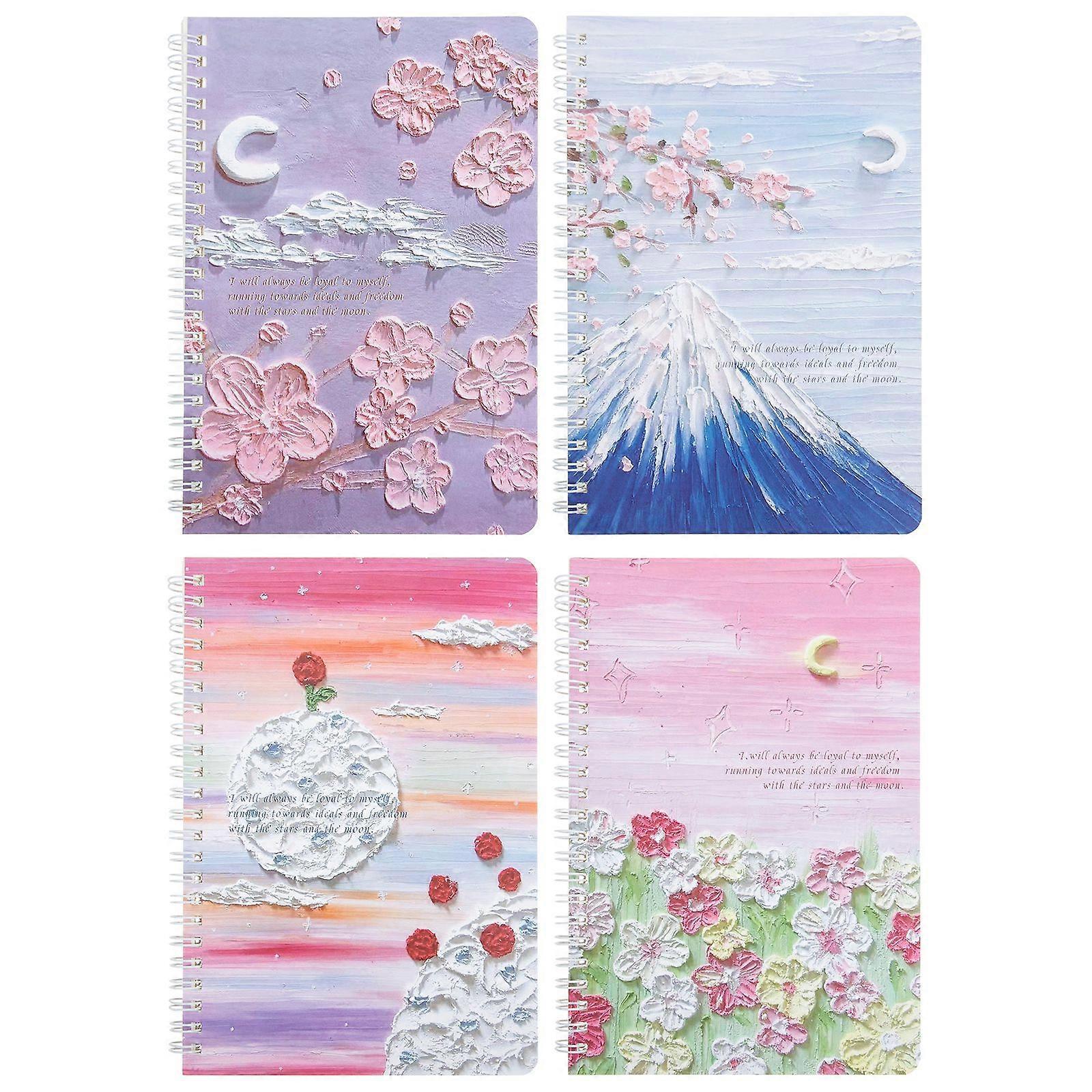 4Pcs Oil Painting Notebook Students Thickened Notepad A5 Writing Journal (Random Color)