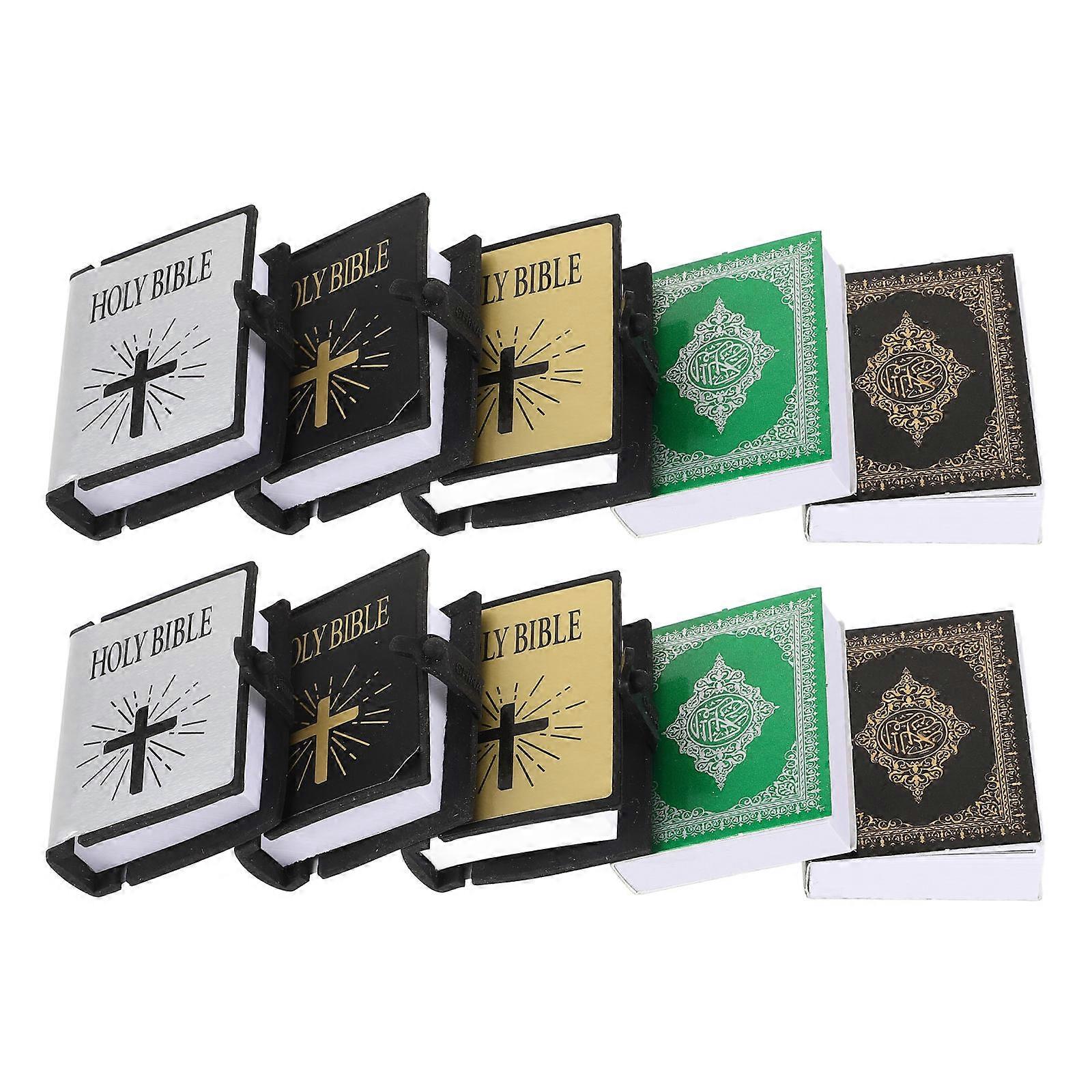 Tiny Books Miniature Book Ornaments Learning Scenes Gold Rectangular 10Pcs