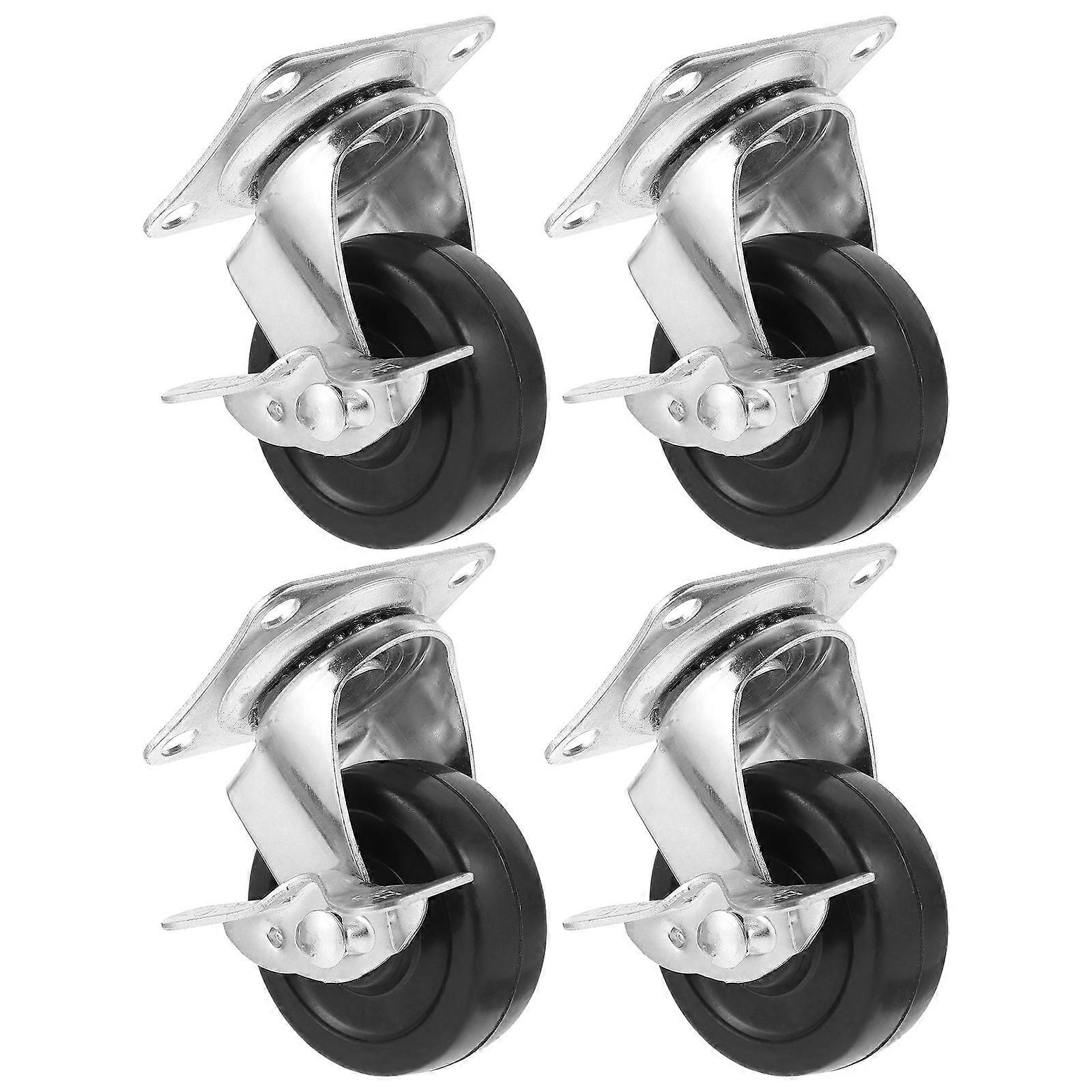 4pcs Caster Wheels with Brake for Laundry Rack & Home Furniture Smooth Rolling, Quiet & Easy Rotation