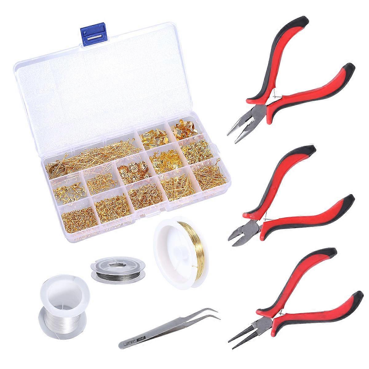 Jewelry Making Kit with Tools and Accessories for Bracelets, Necklaces, and Earrings – Includes Elastic Thread, Pliers, and Tweezers for Crafting