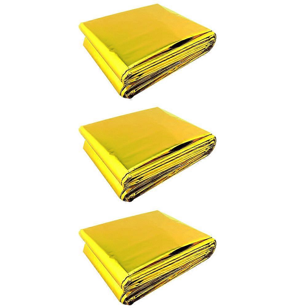 3pcs Lightweight Emergency Thermal Blankets for Outdoor Survival, Camping & Rescue Durable Foil Safety Blankets, Compact & Easy to Carry Gold