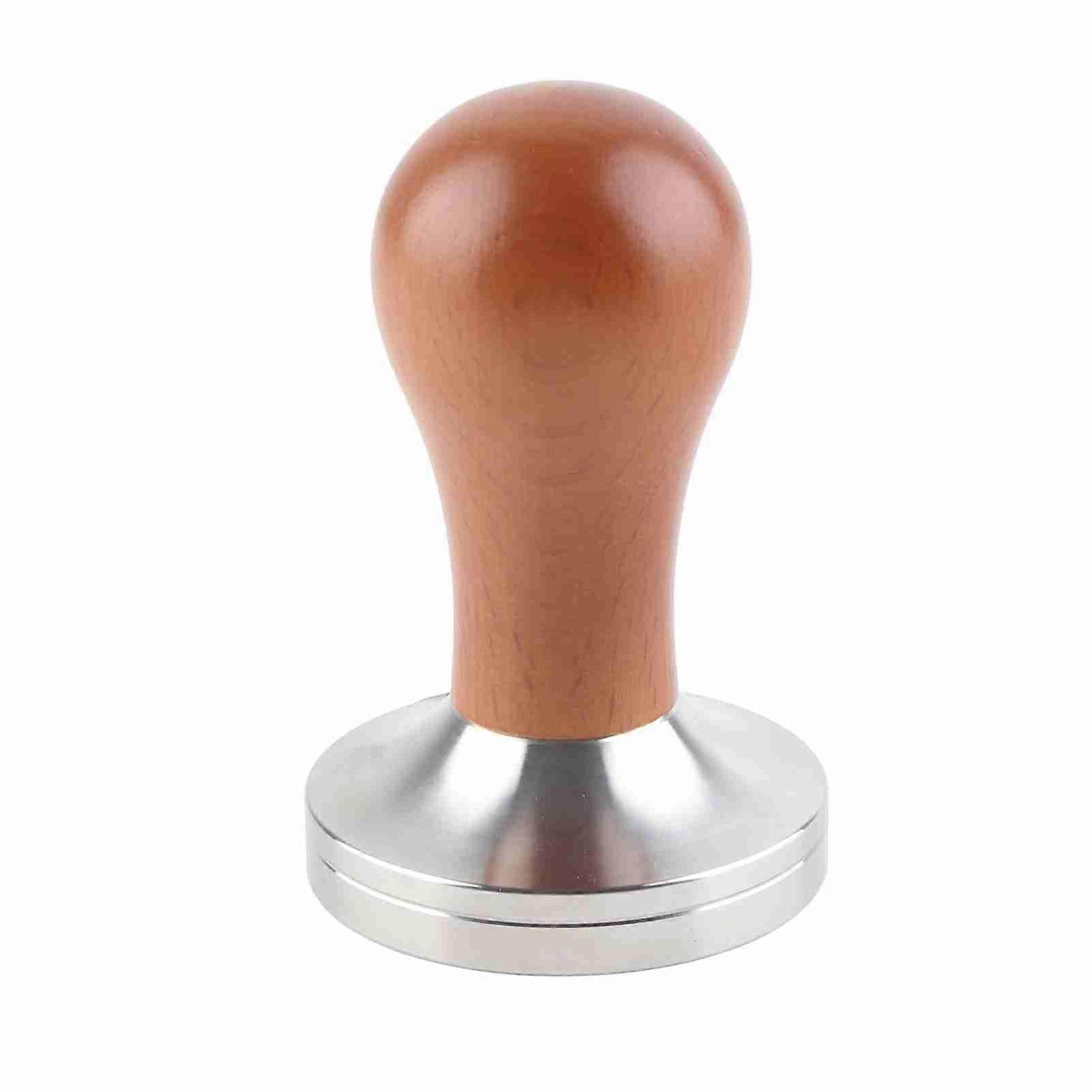 Stainless Steel Espresso Coffee Tamper with Wooden Handle and 58mm Flat Base