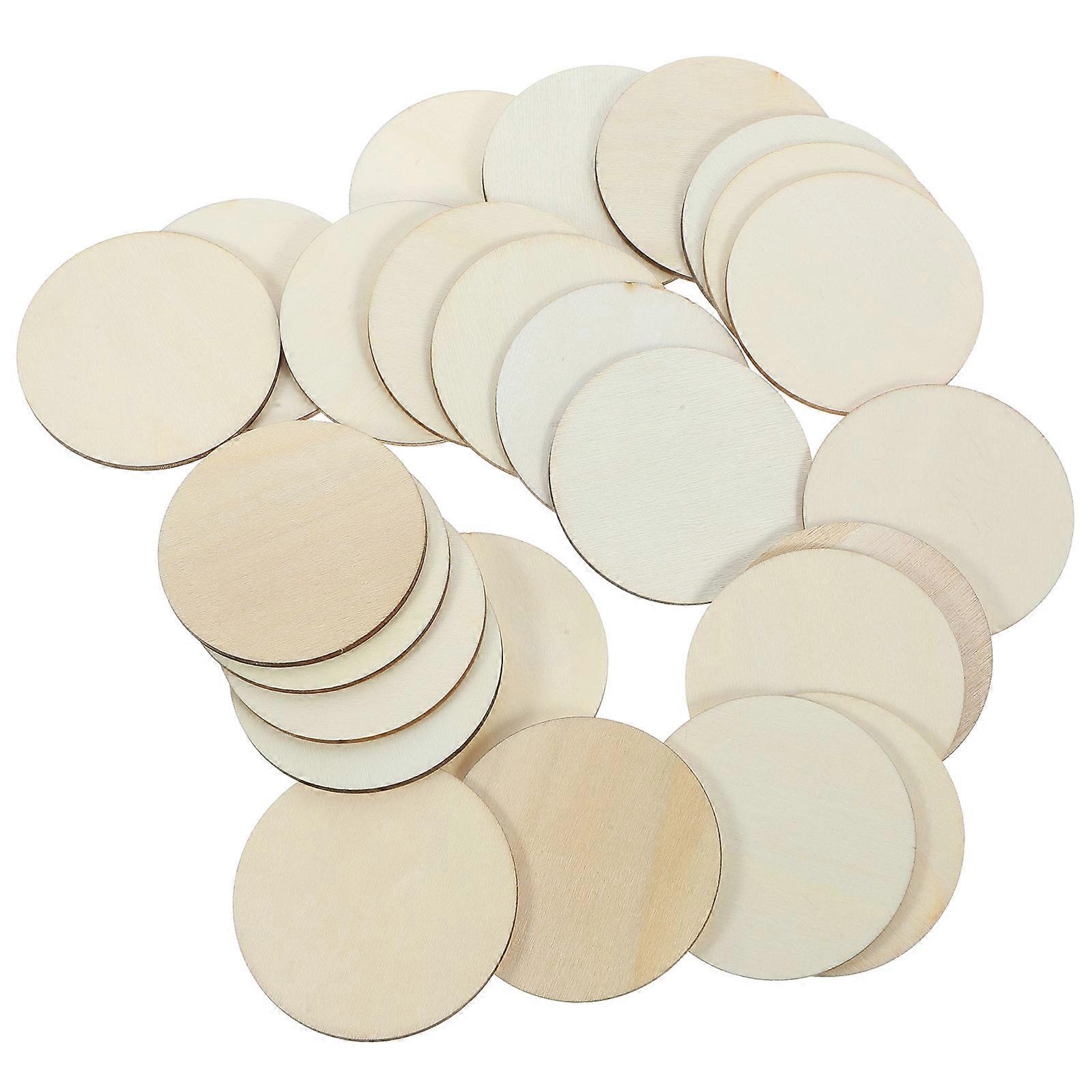 50pcs Small Round Wooden Discs for DIY Crafts, Rustic Slices for Home Decor, Unfinished Craft Circles for Art Projects and Decorations