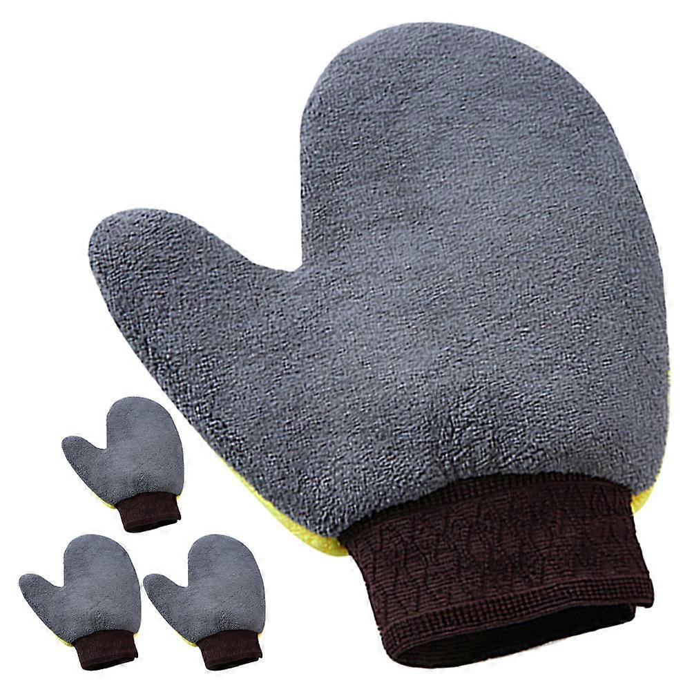 Car Wash Mitt Car Cleaning Tool Shape Coral Fleece Dusting Waterproof Anti-scratch 4Pcs