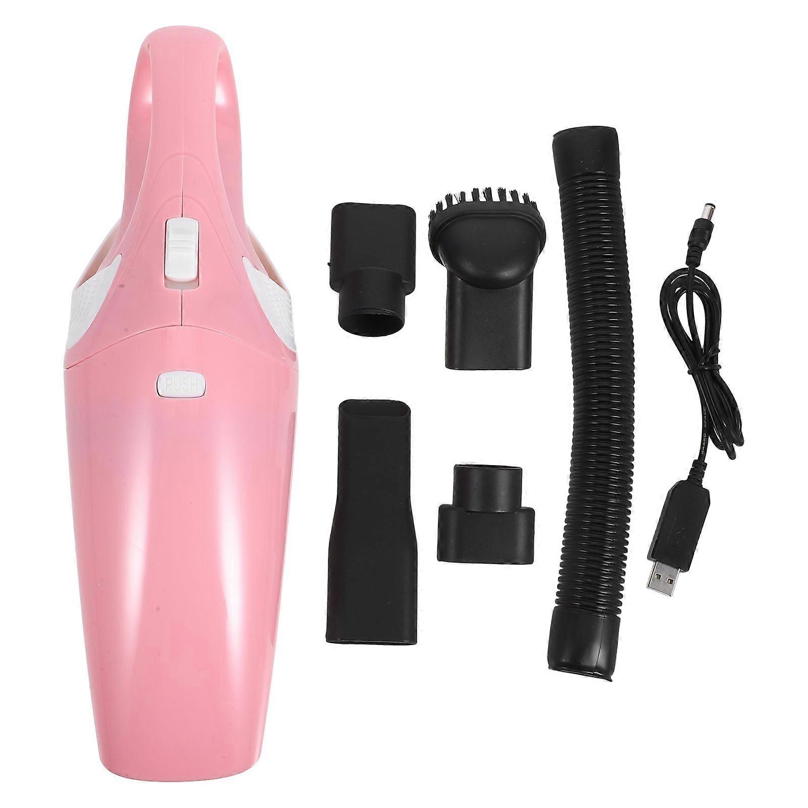 USB Charging Mini Handheld Duster Collector Vacuum Cleaner Dust Cleaner Wet And Dry Dual Use for Car R-6054 (Pink)