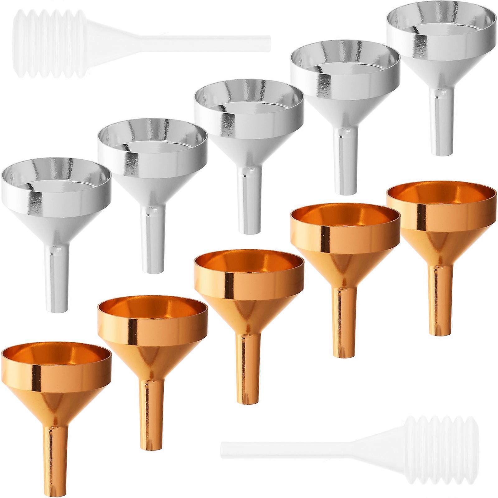 Mini Funnel Small Metal Funnels Powder Transfer Lab Use 12Pcs Silver
