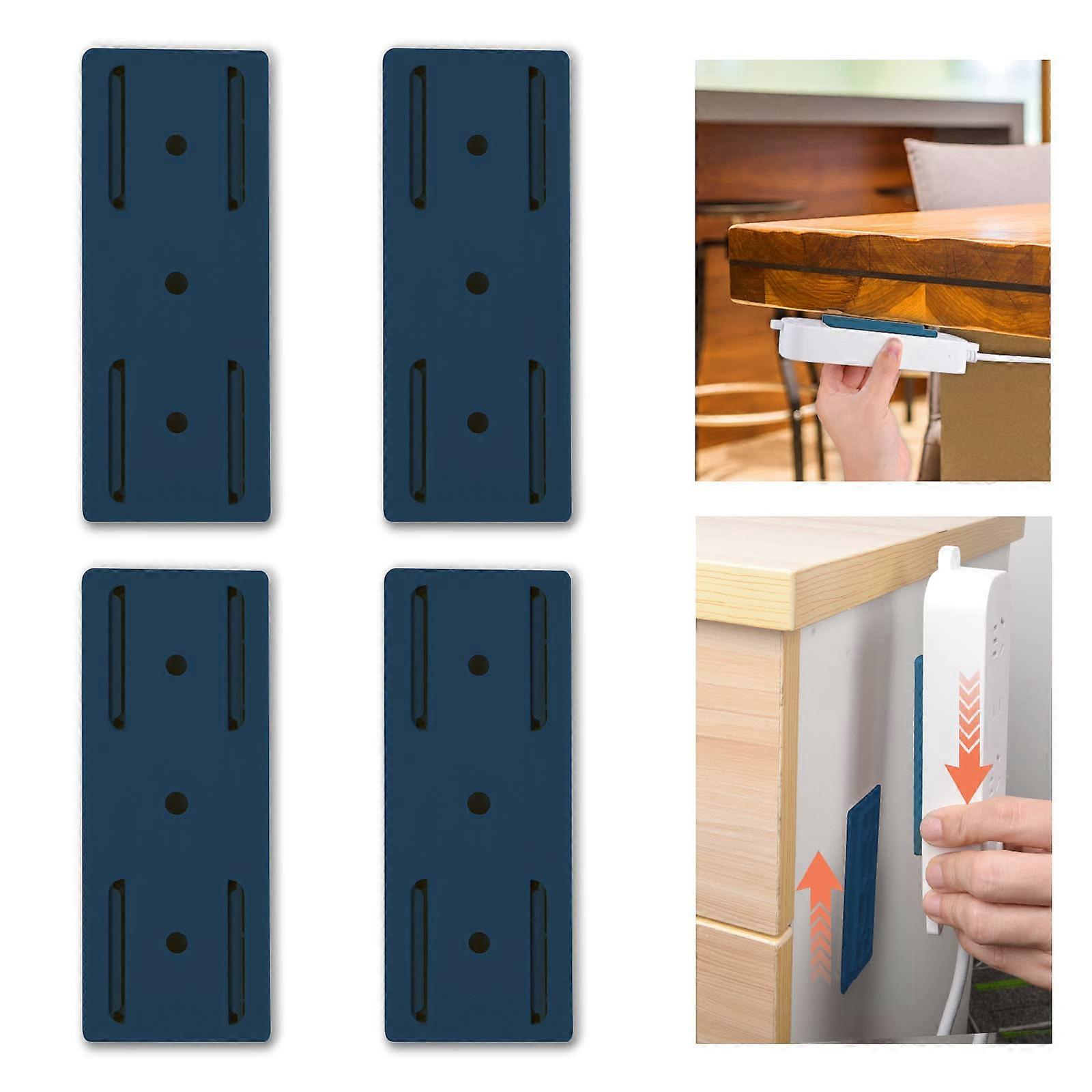 4-pack Self-adhesive Desk Socket Cover, Wall Mounted Power Cord Holder, Blue