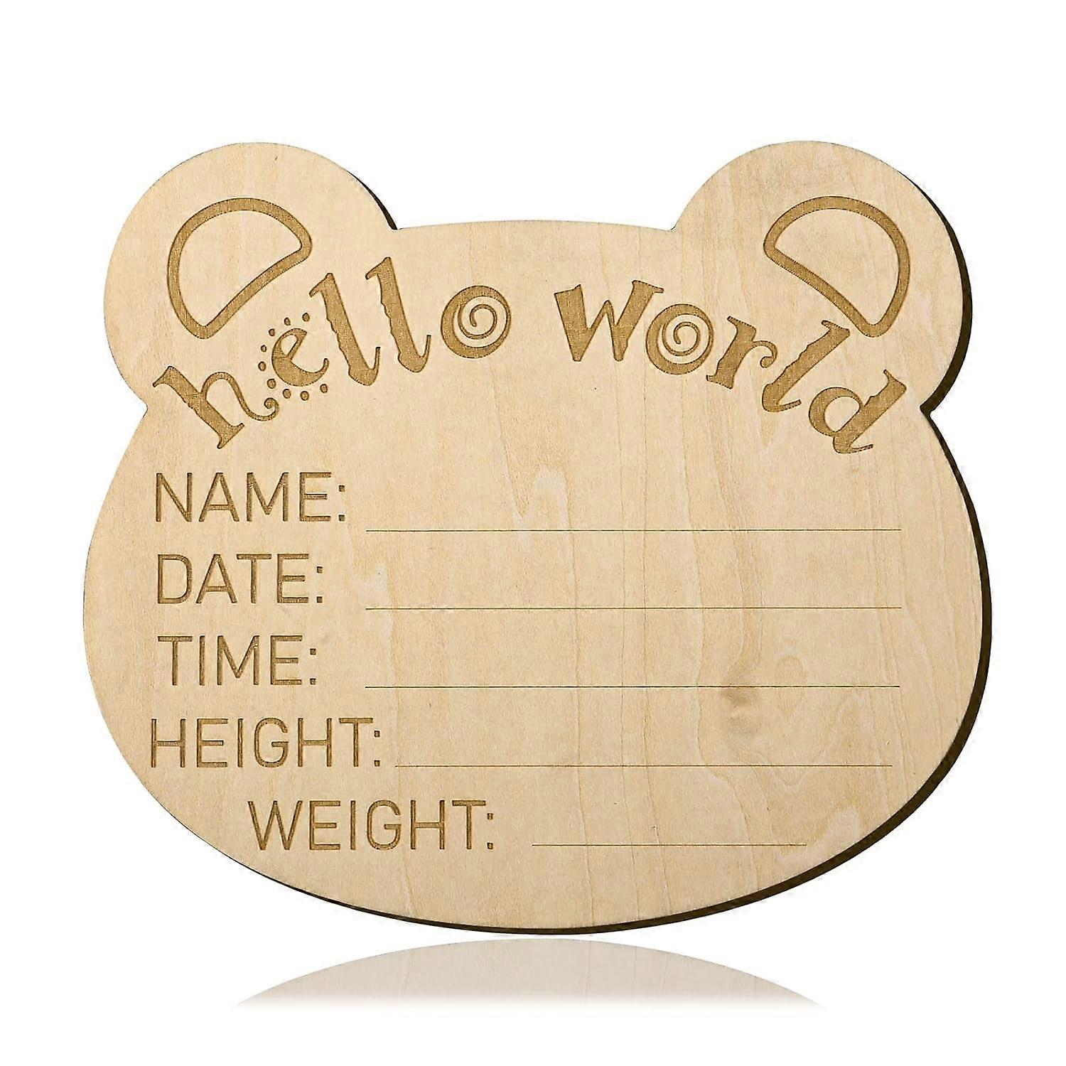 Panneau d’annonce de bébé, 15cm en bois Forme de tête d’ours Bébé Cartes d’étape