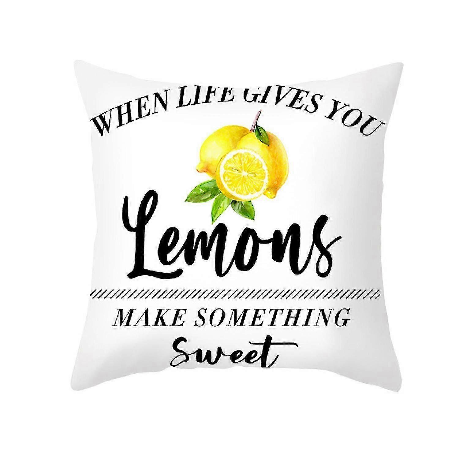 2025 Latest Model Lemon Fall Throw Pillow Covers Yellow Lemon Print Cushion Soft