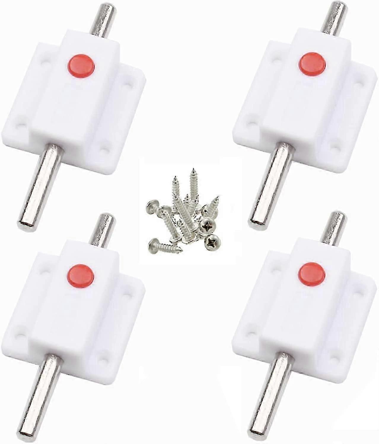 4pcs Door Bolt Lock, Automatic Spring Button Security Latch, Interior and Exterior Door Latches Suitable for Various Door Types (White)