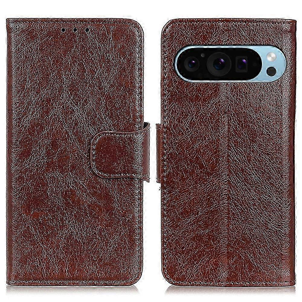 Wallet Stand Case for Compatible Brand Smartphone, Split Leather Nappa Texture, Shockproof Cover