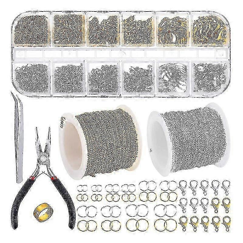 Jewelry Making Chains With 40 Pieces Lobster Clasps And 960 Pieces Open Rings