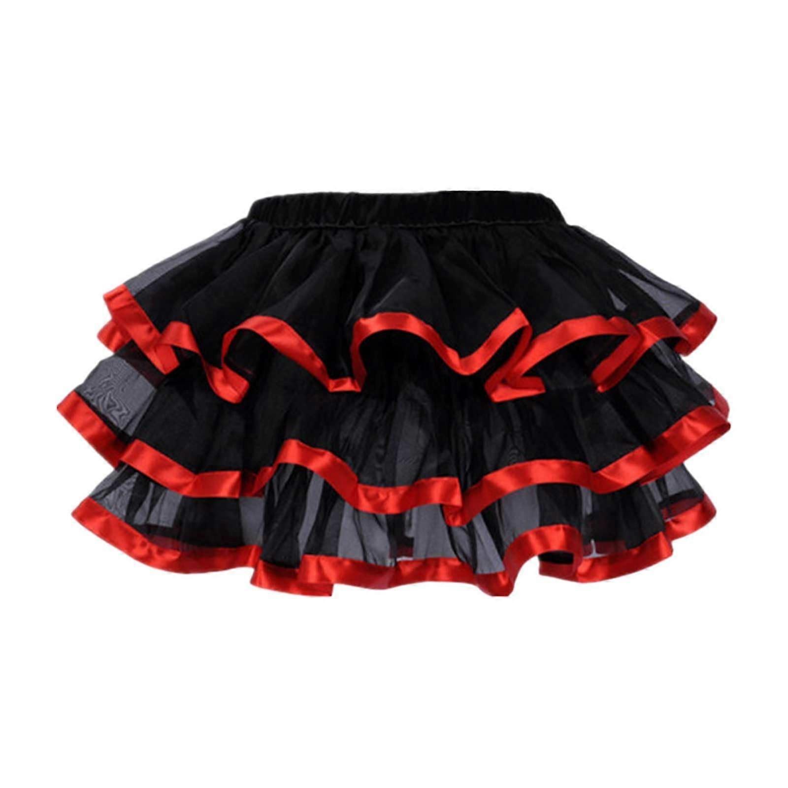 Tüllrock Three-Layer Tulle Skirt With Lining For Women Retro Tutu Red Sequined Tulle Skirt 80s Style
