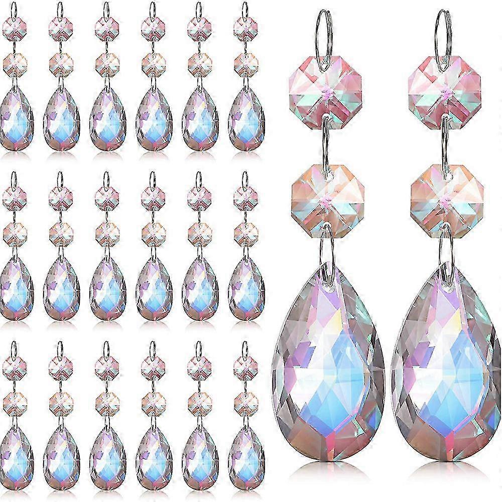20pcs Rainbow Teardrop Crystal Beads for Chandelier Accessories