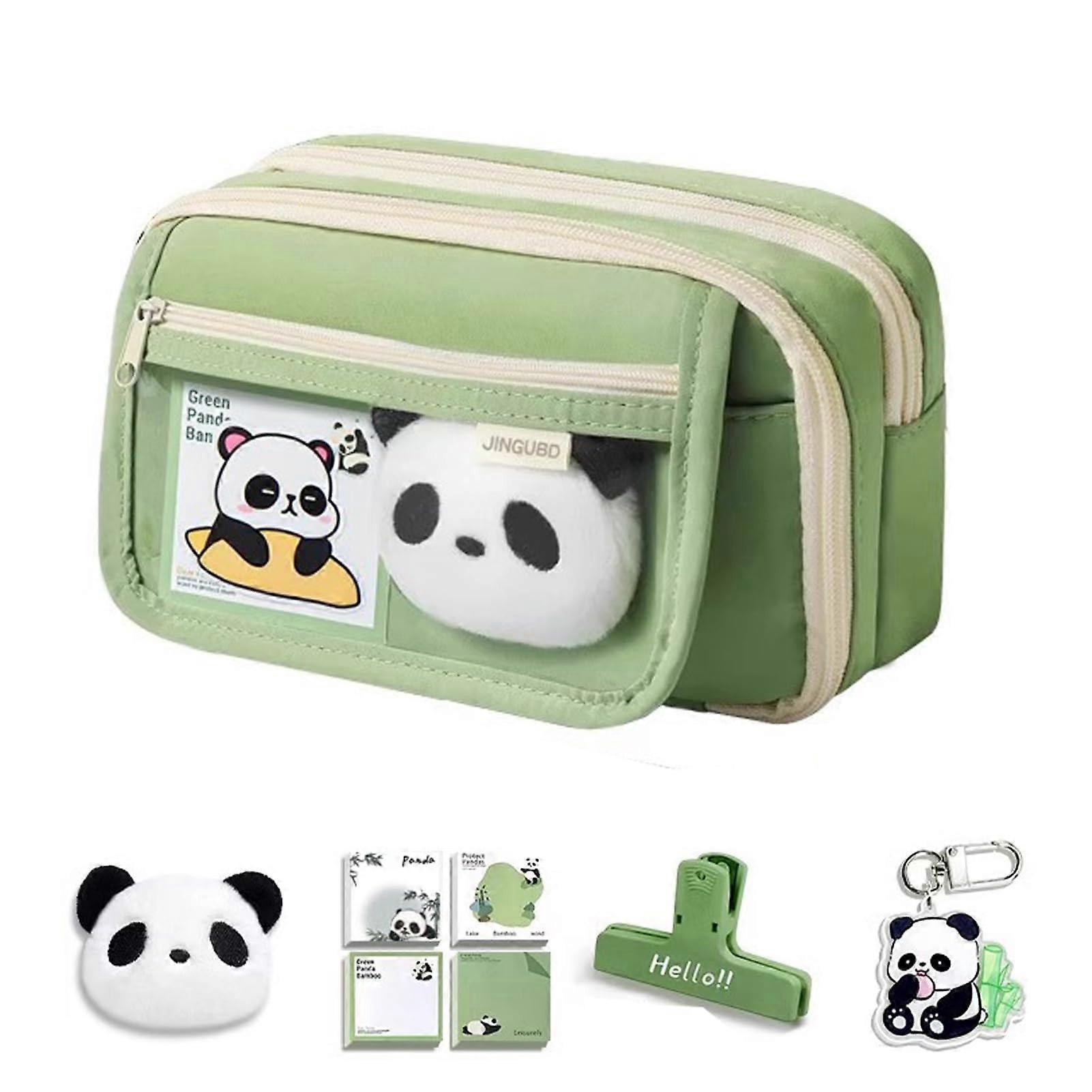 Panda Pencil Case For Girls With Multilayer Fabric Stand-Up Design Includes Panda Pencil Cute Panda Pattern