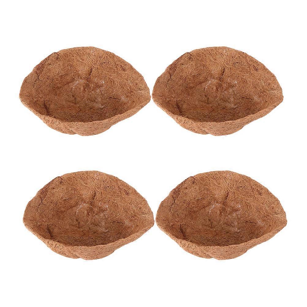 Coconut Flowerpot Liner for Plants Holding 4Pcs Half Ball Shape Brown Cushion
