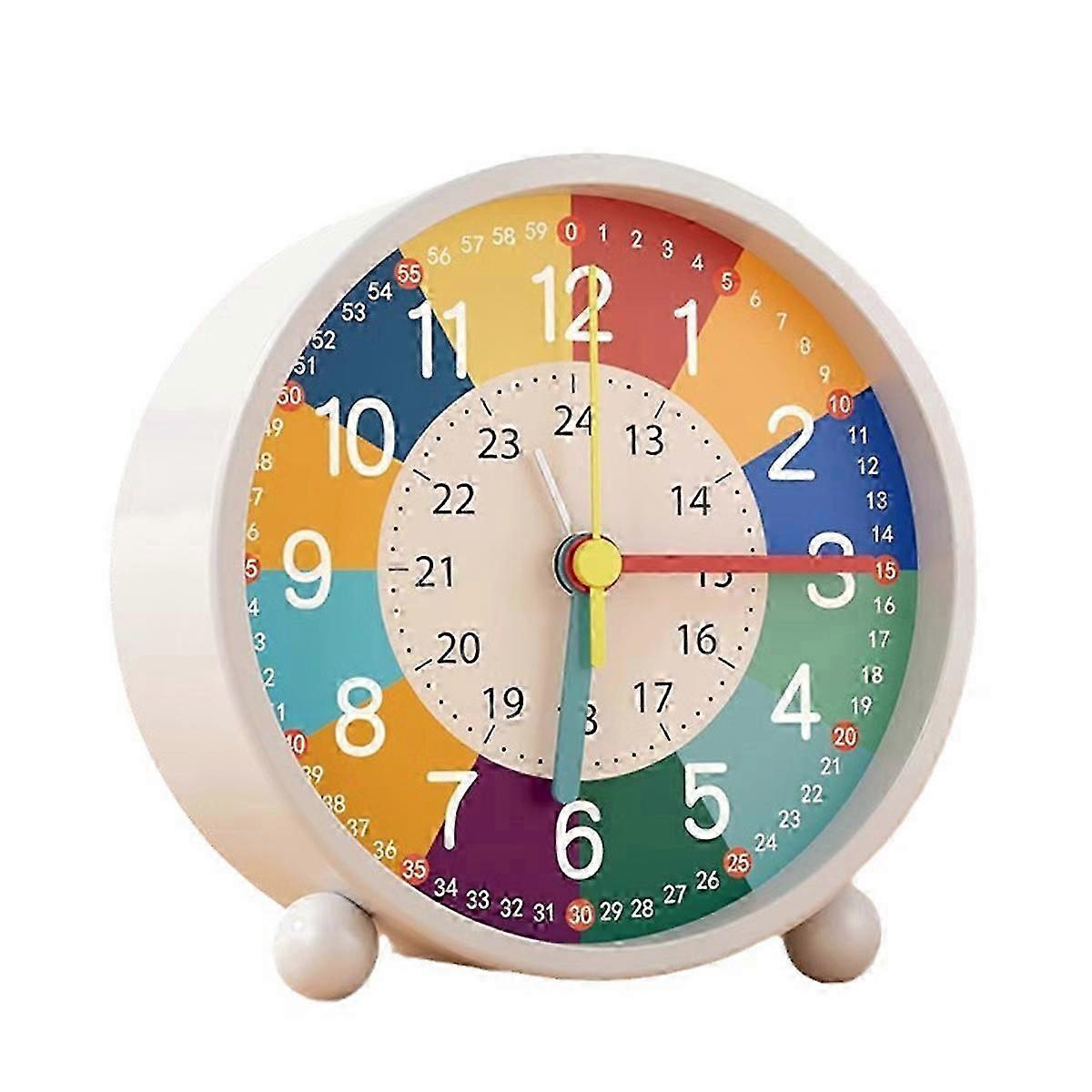 Kids Analog Alarm Clock, Silent, Battery-Operated, Learn to Tell Time