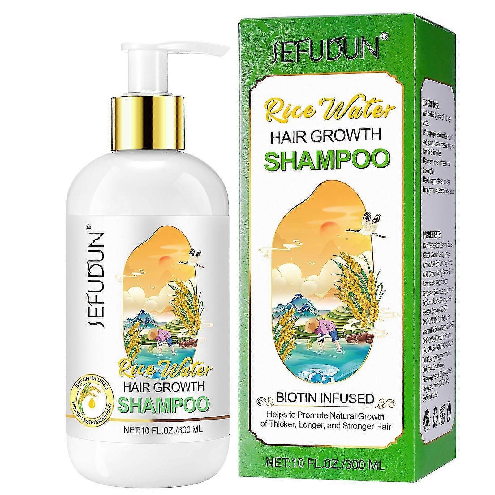 ライスウォーターシャンプー、育毛用ライスウォーターシャンプー、薄毛用アンチ脱毛シャンプー、ローズマリー、ビオチン、カフェイン入りライスシャンプー