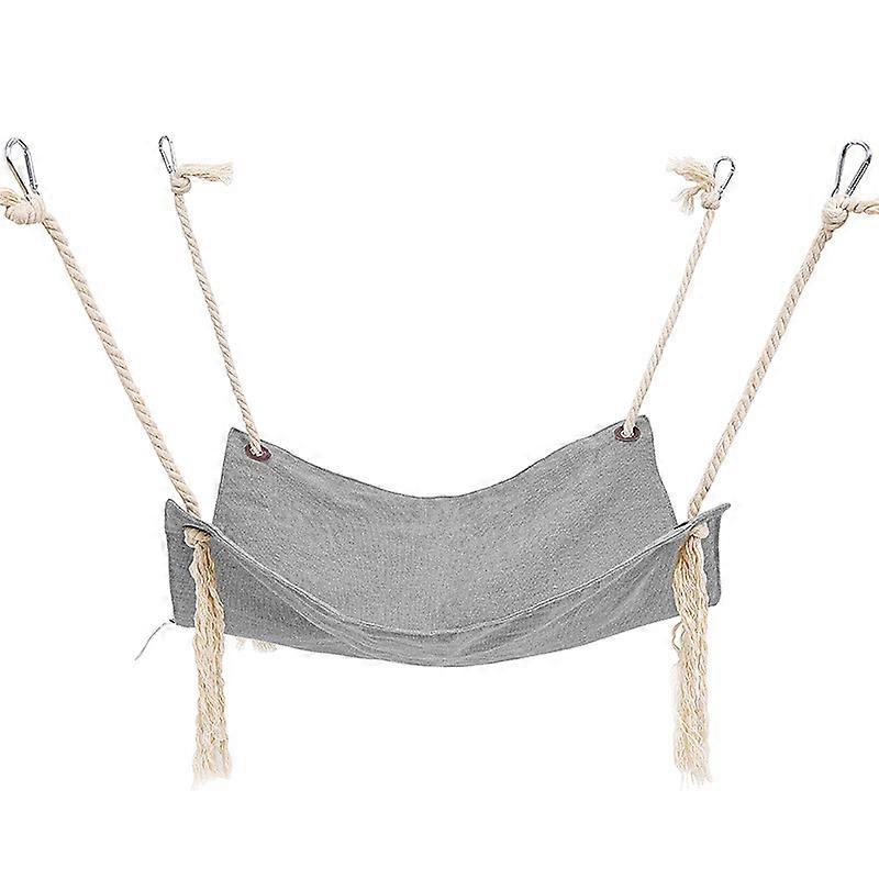 2pcs Gray Cat Hammock Hanging Cage Swing Kitty Nest Hanging Bed Sleeping Bed Hammock for Small Pet Dog Hamster Ferret Parrot
