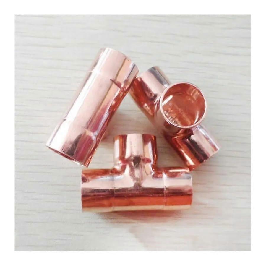 28mm Copper Equal Tee Socket Weld Coupler 1.2mm Thickness Plumbing Fitting for Water Gas Oil Systems